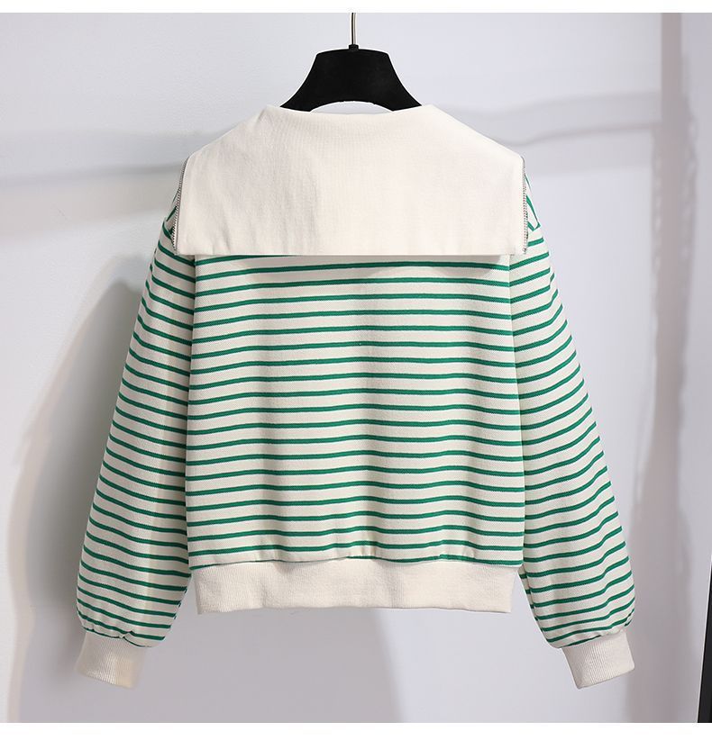 Completo trendy con felpa con cappuccio a maniche lunghe e colletto blu navy e pantaloni larghi con coulisse - Comodo abbigliamento casual da strada, tessuto in poliestere traspirante_voghion.com