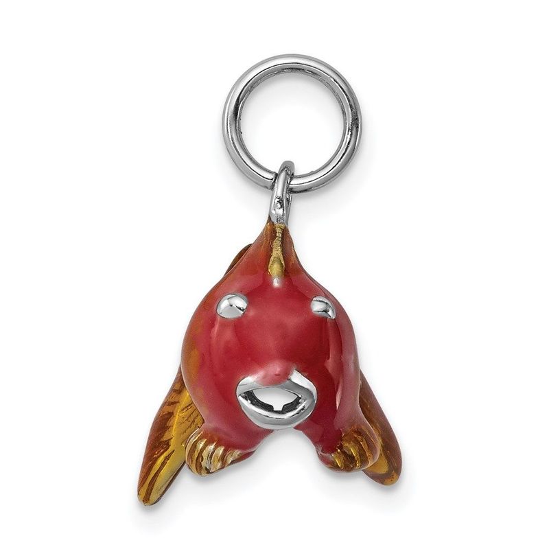 Sterling Silver Rhodium-platedEnamel Goldfish Charm_voghion.com