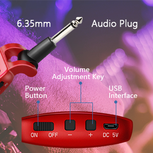 XIAOKOA rendszer újratölthető, továbbfejlesztett LED kijelző, 15 csatornás UHF vezeték nélküli gitár adó-vevő elektromos gitárhoz_voghion.com