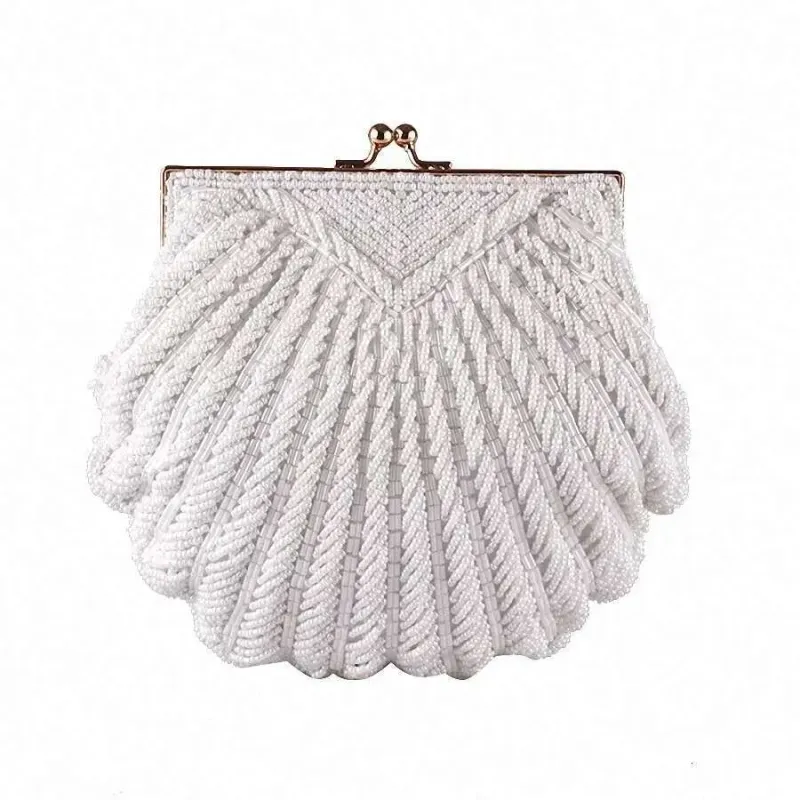 Borsa da sera da donna, modello 2025, con pochette, da sposa, con perline, alla moda, con catena a conchiglia, per feste, Li-383 Bag_voghion.com