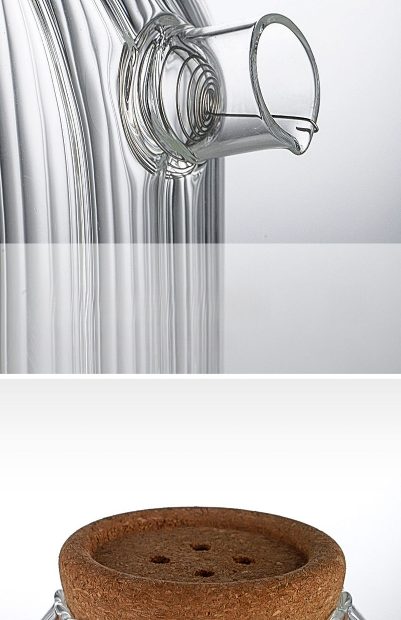 Household Glass Cold Set Large Capacity Cool Boiled Water Cup High Temperature Tie Pitcher Heat Resistant Striped Teapot_voghion.com