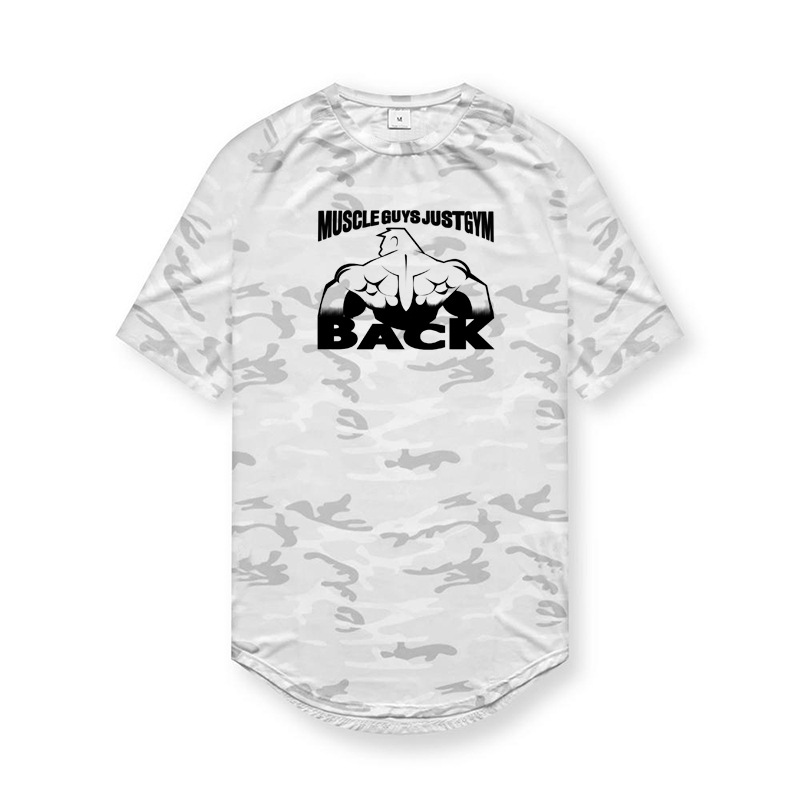 Muscle Fitness Brother Men's Spring/Summer Running, Leisure Training, Basketball Camo Quick Drying Short Sleeve T-shirt_voghion.com