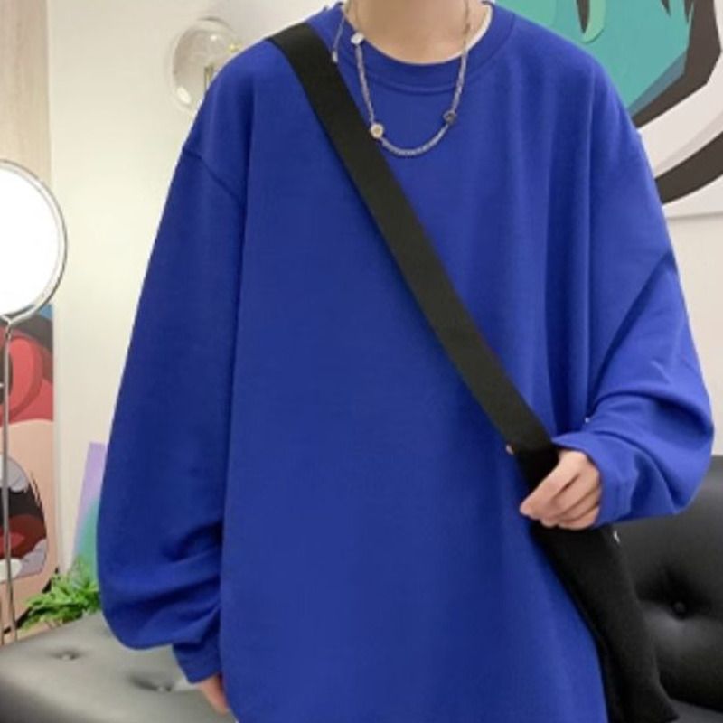 Maglietta a maniche lunghe da uomo 2025 autunno inverno in puro cotone, vestibilità ampia, strato interno spesso, maglietta di base_voghion.com