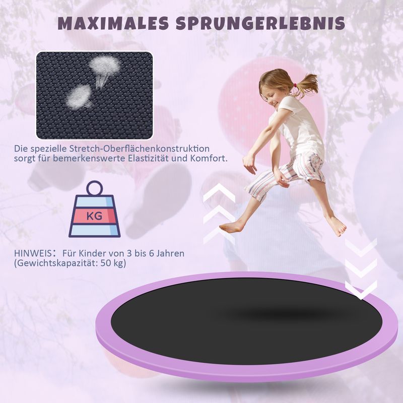 Rundes Gartentrampolin Für Innen- Und Außenbereich, Verzinkter Stahl, Bis 50 Kg, Lila/Grau_voghion.com