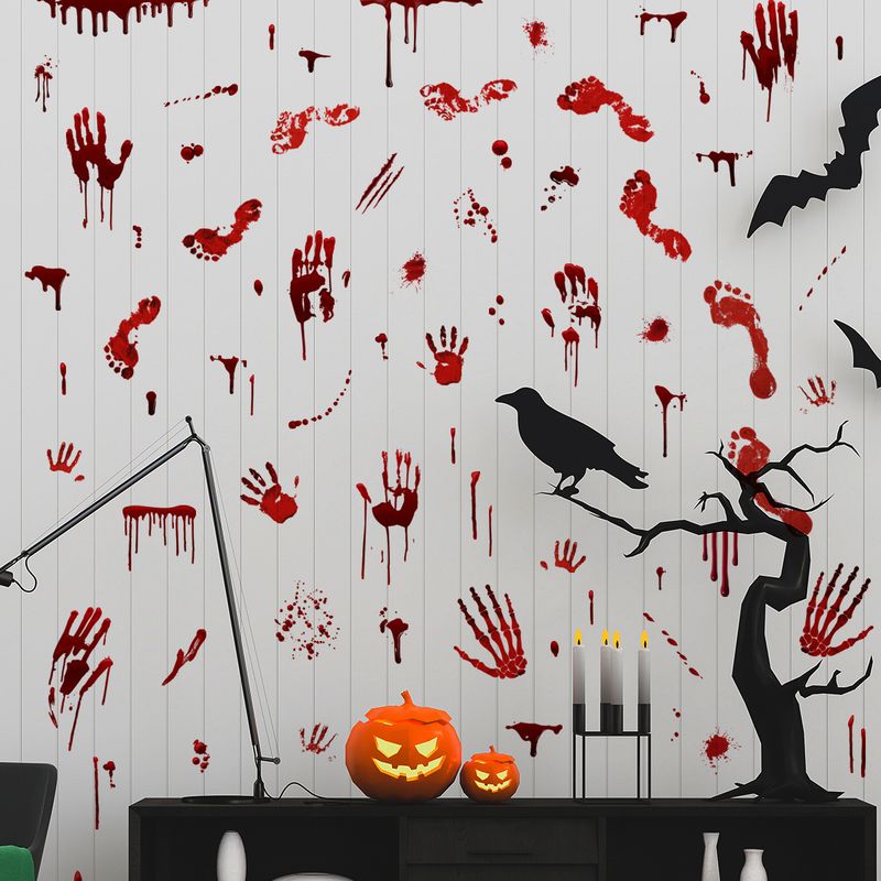 Aufkleber Halloween Blut Handabdruck Fußabdrücke Dekorative Wandaufkleber Fensteraufkleber Wohnzimmer Schlafzimmer Hintergrund Home Dekoration Aufkleber_voghion.com