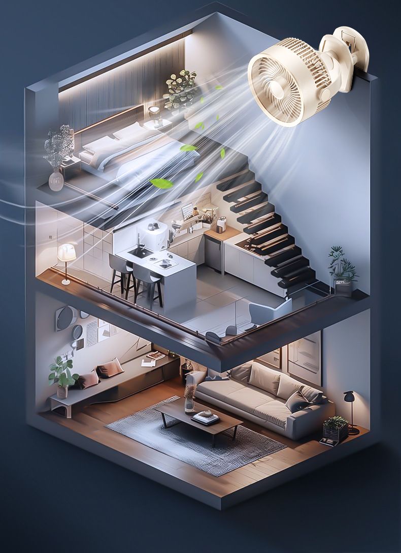 Ventilatore da scrivania USB con clip - Ventilatore portatile potente per ufficio (3 impostazioni di velocità, morsetto regolabile, batteria da 2000 mAh)_voghion.com