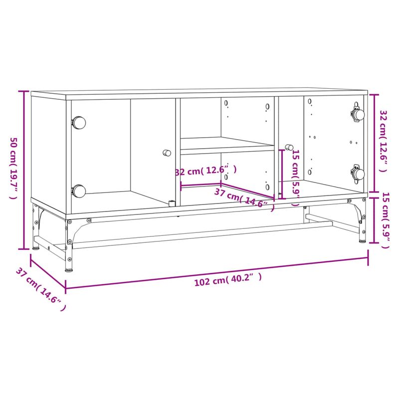 TV-Schrank Mit Glastüren Weiß 102x37x50 Cm_voghion.com