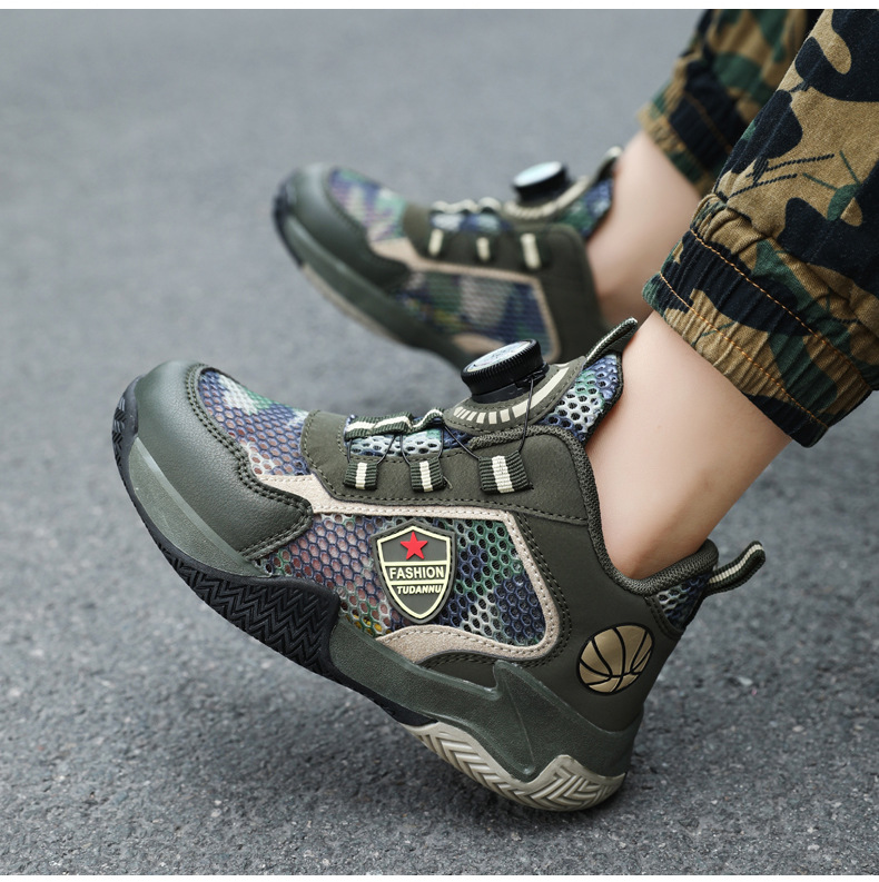 Mother&Kids Große und mittlere Kinder-Basketballschuhe mit Camouflage-Muster, weiche Sohle, leichte, atmungsaktive Laufschuhe für Kinder_voghion.com