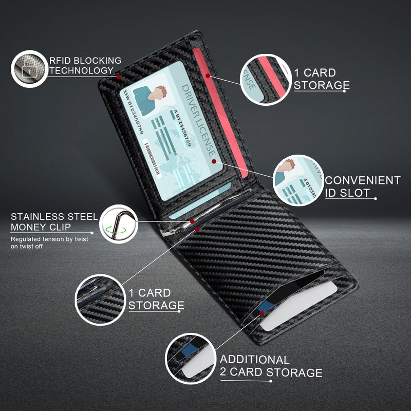 High Quality Carbon Fiber Dollar Clip Anti-theft Brush Ultra Fiber Cow Pickup Bag Genuine Leather Wallet For Men_voghion.com