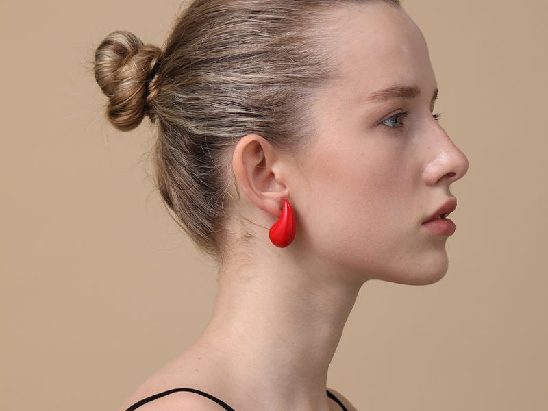 Apsvo Chunky Gold Hoop Earrings For Women, Dupes Earrings Lightweight Waterdrop Hollow Open Hoops, Hypoallergenic Gold Plated Earrings Fashion Jewelry_voghion.com
