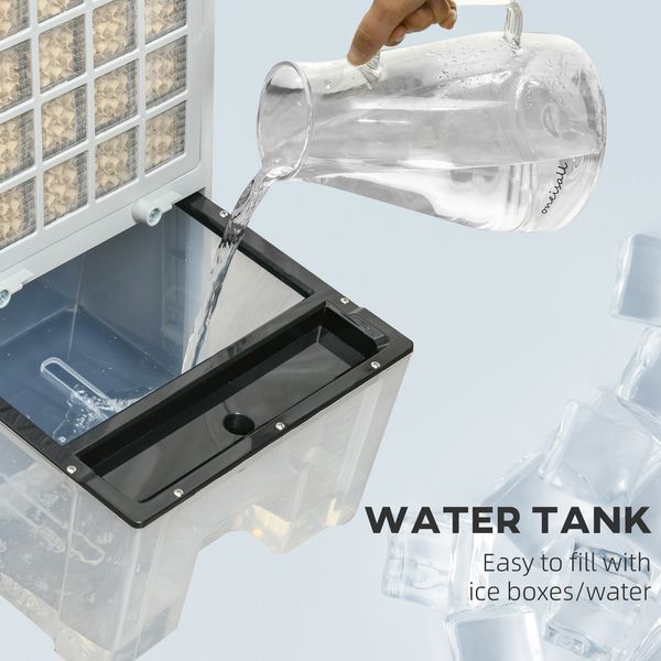 Refroidisseur d'air portable HOMCOM 32', refroidissement par évaporation 3 en 1, ventilateur à glace, conditionneur d'eau, humidificateur, télécommande, LED_voghion.com