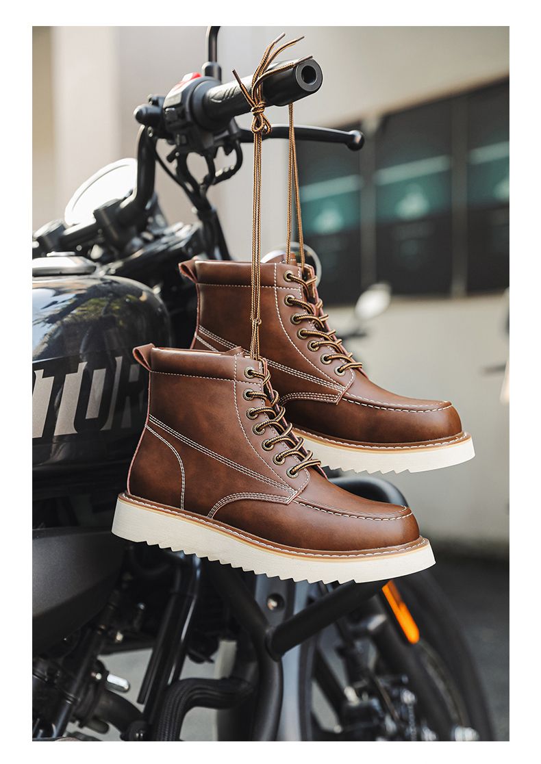 Worker Boot Men Genuine Leather Special-Interest Design Fancy Outdoor American 875 Black Short Locomotive Martin Boots_voghion.com