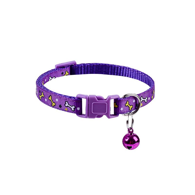 1.0 Flower Bone Pet Adjustable Size Bell Cat Multiple Colors Available Dog Collar_voghion.com