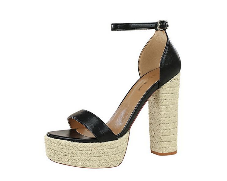 Women's Retro Braided Open-Toe High Heel Sandals With Platform And Ankle Strap - Comfortable & Stylish Summer Shoes In White, Black, Brown_voghion.com