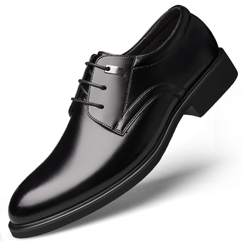 Zapatos de cuero para negocios de verano, con alzas, versión coreana informal con aberturas, para hombre._voghion.com
