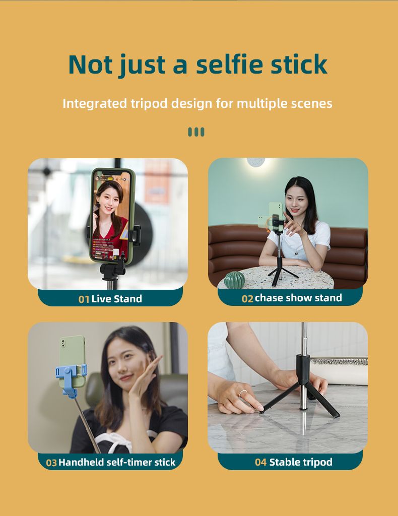 Music Festival Flexible 3 in 1 bluetooths tripod mini handheld selfie stick telescopic fill lamp_voghion.com