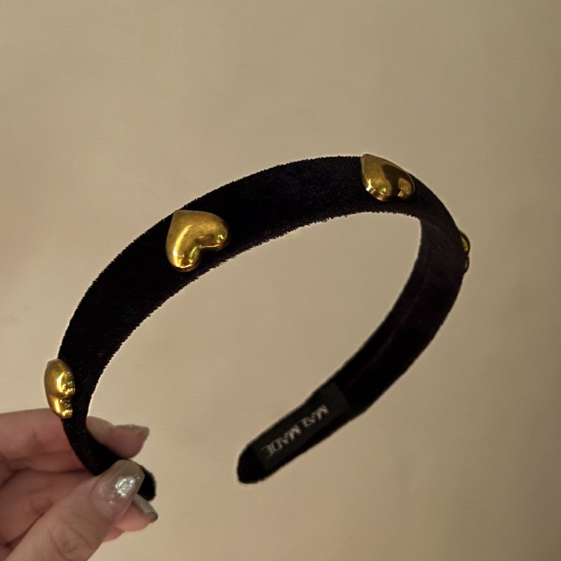 Vintage-Stirnband aus Samt mit Herzmotiv für Damen – Retro-Haarschmuck (modisches Haarband, weich und bequem)_voghion.com