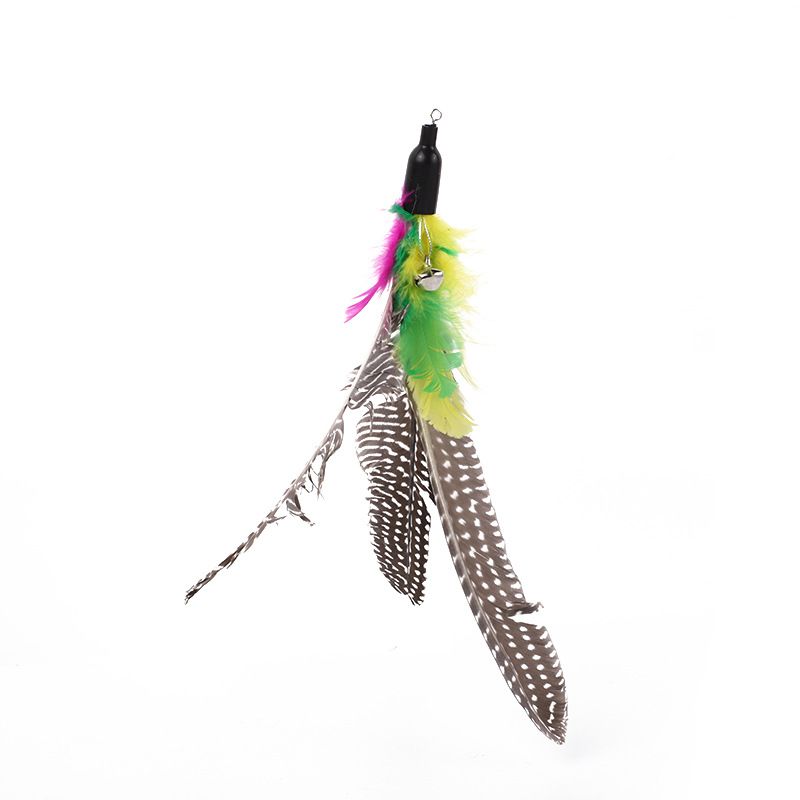 New Pet Cat Large Pearl Feather Bell Fishing Rod Replacement Head Teaser Wand Interactive Toy_voghion.com