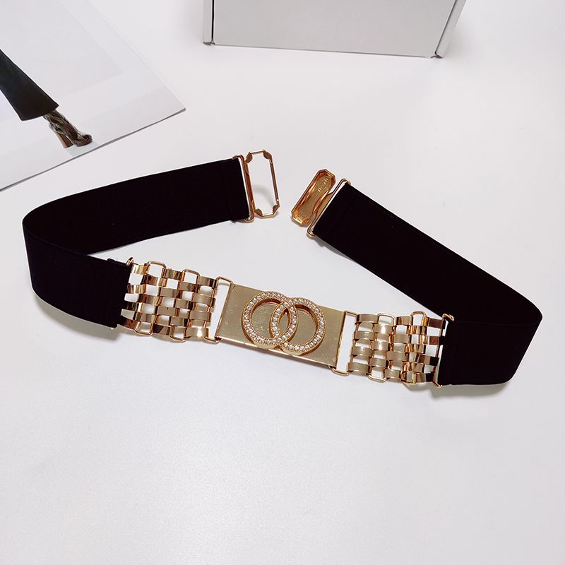 HEIßE Mode Elastische Gold Kette Gürtel Weibliche Taille Stretch Cummerbunds Designer Gürtel Für Frauen Hohe Qualität Korsett Bund_voghion.com