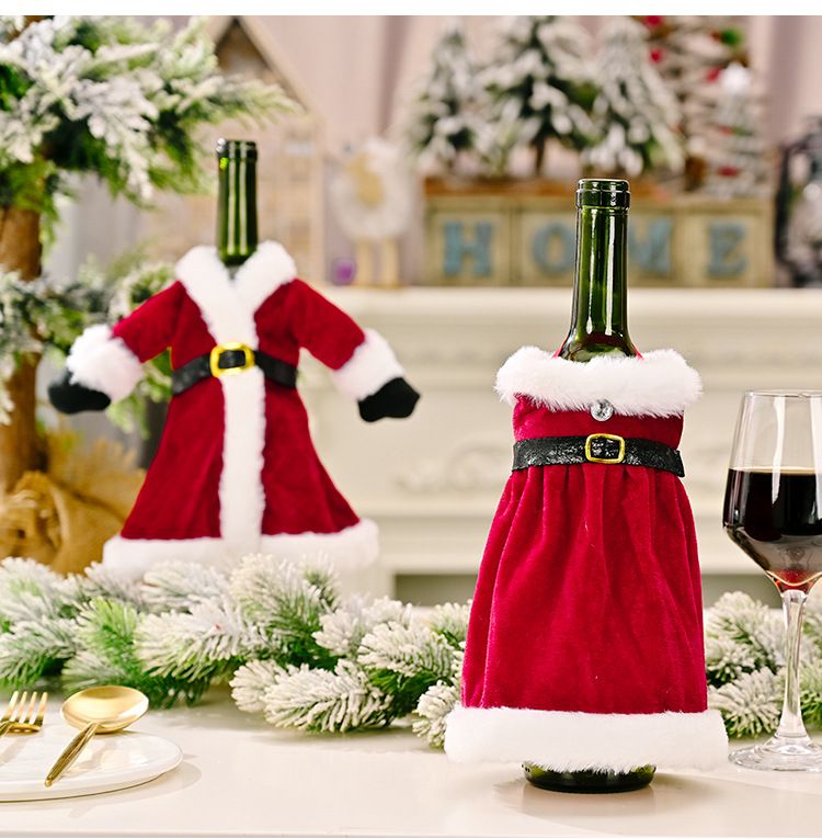 Décoration de Noël Robe de Noël Ensemble de bouteilles de vin Ensemble de vin de Noël créatif Décoration de table à manger pour la maison_voghion.com