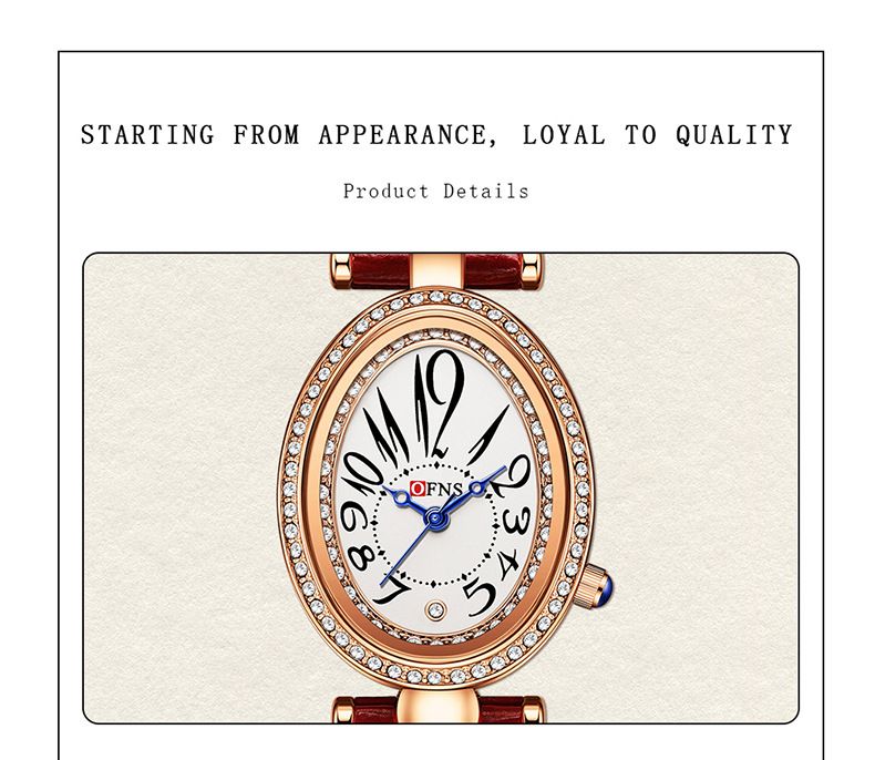 Orologio da donna con cristalli di ispirazione vintage: elegante design a goccia, cinturino in pelle, orologio al quarzo in stile antico resistente all'acqua_voghion.com