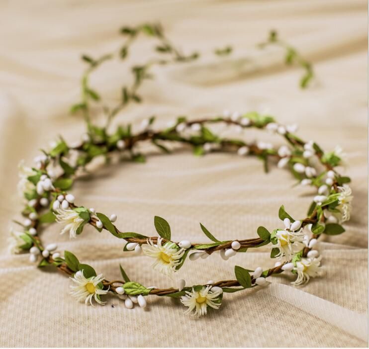 Copricapo da sposa in stile foresta coreano, ghirlanda di fiori, piccola margherita, accessorio in rattan a doppio strato, anello per capelli, fotografia_voghion.com