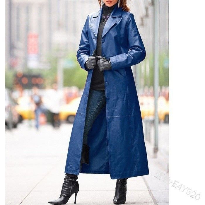 Giacca in pelle con bottoni slim-fit da donna – Giacca a vento lunga (nero/marrone/bluastro/bordeaux, taglie dalla S alla 4XL)_voghion.com