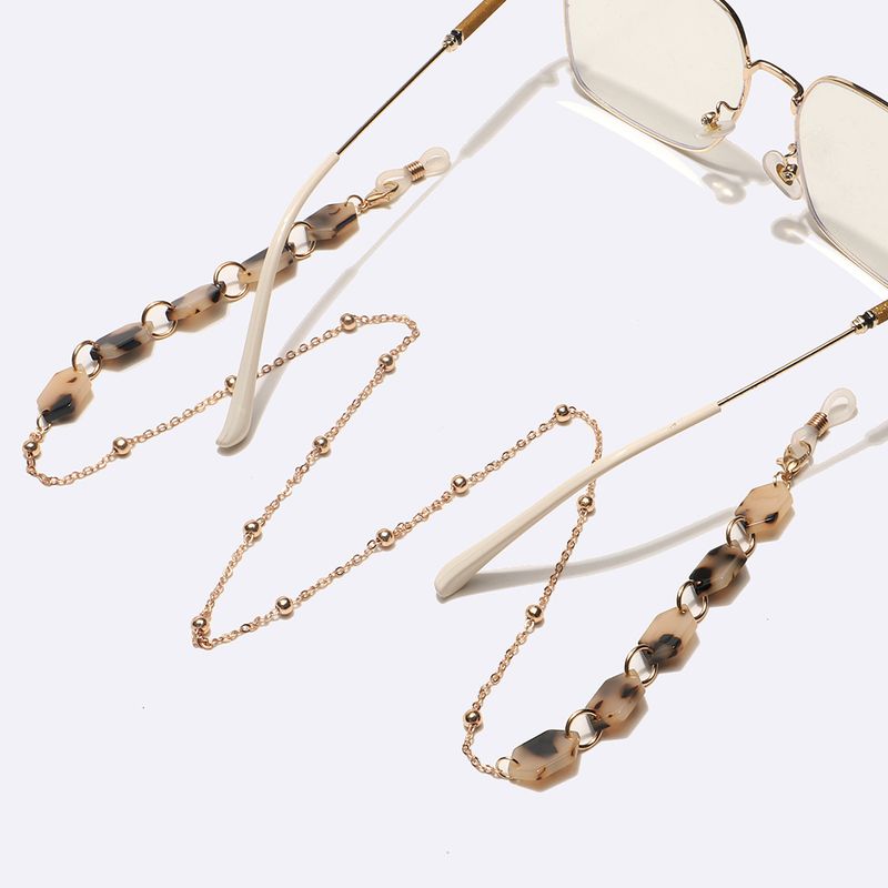 Fashion Polygonal Leopard Print Acetate Beaded Glasses Mask Chain_voghion.com