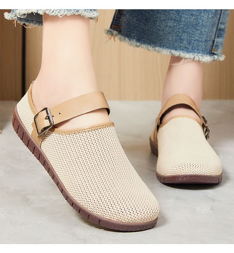 Damen Flache Mundtasche Kopf Hausschuhe Damenschuhe Fliegen Gewebte Atmungsaktive Flache Schuhe Freizeitschuhe Faule Schuhe Einzelne Schuhe_voghion.com