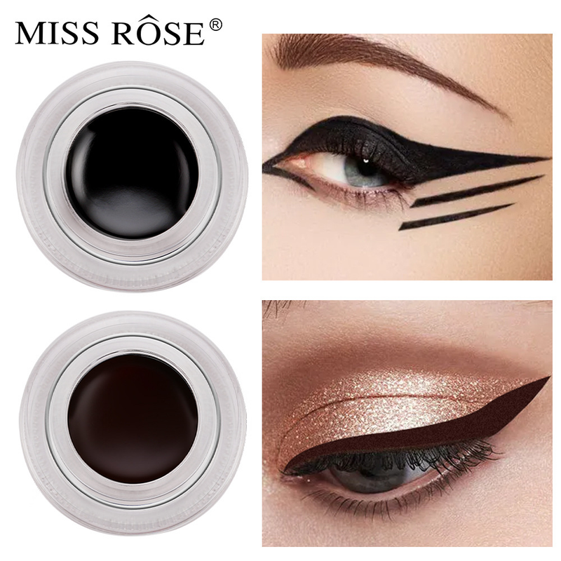 MISS ROSE Eyeliner in crema bicolore a due flaconi, resistente al sudore e impermeabile, di lunga durata, non facile da sbavare, per principianti. Eyeliner_voghion.com