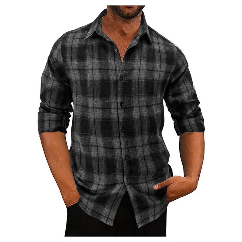 Unschlagbare Qualität 2025 Lose Flanell Herbst und Winter Langarm Plaid Casual Shirt, Herren-Stil_voghion.com