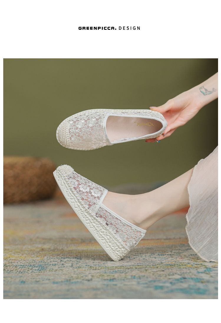 Breathable Mesh Platform Spring Plaid Wedge Fisherman Shoes_voghion.com