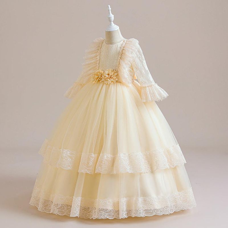 Babykleidung Performance-Kostüm für Mädchen, Pompadour-Kleid, Lolita-Prinzessin-Stil, Spitzen-Mesh-Klavierkostüm für Kinder_voghion.com