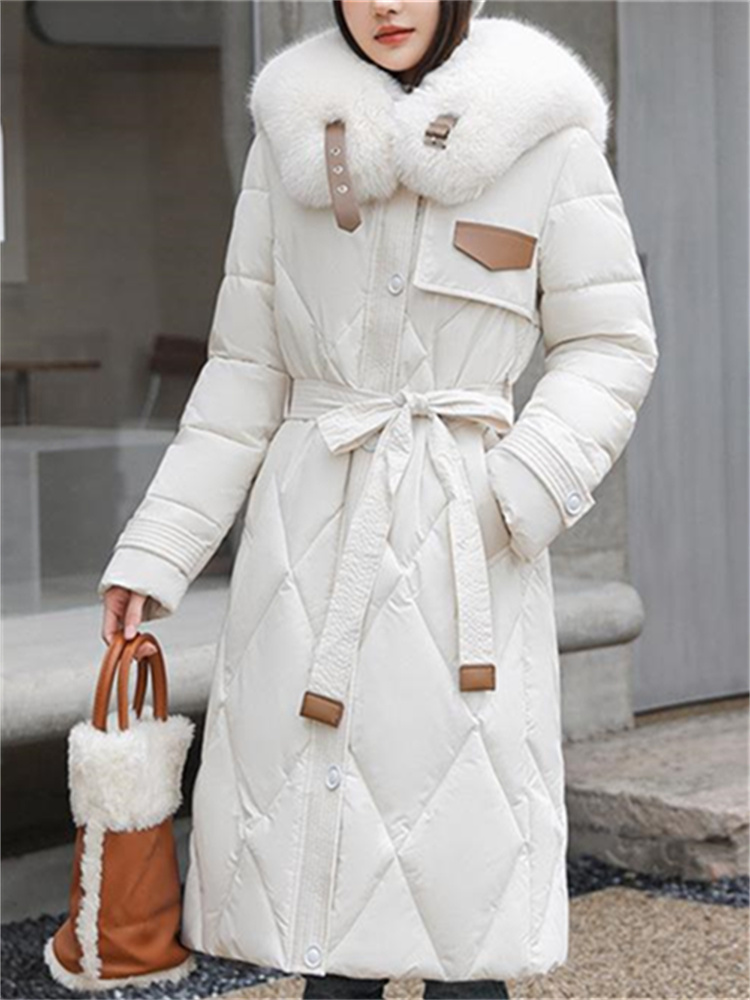 Botvotee-Parkas largas elegantes para mujer, chaquetas con cordones de manga larga a la moda coreana, informales, Otoño e Invierno 2023_voghion.com