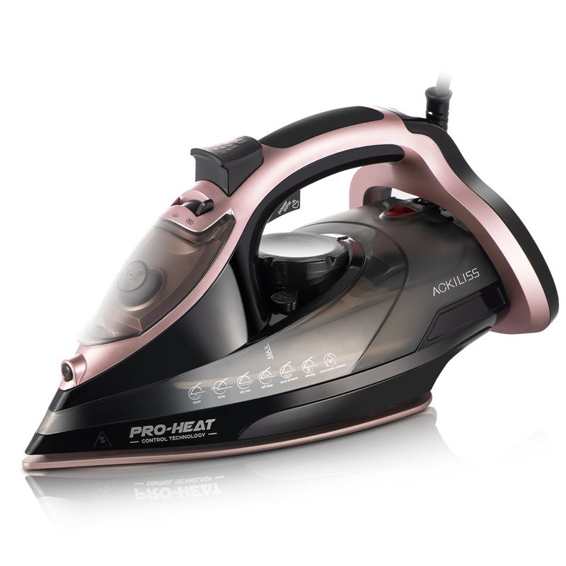 Ceramic Soleplate Steam Iron, Rose Gold Dry & Wet Dual-Use Electric Iron, 2000W, EU Standard_voghion.com
