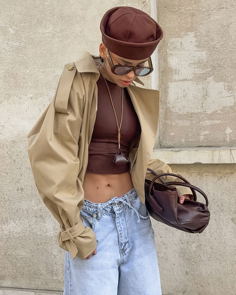 Women's Khaki Double-Breasted Trench Coat With Notched Lapel – Casual Blazer Jacket For Fall, Comfortable & Stylish_voghion.com