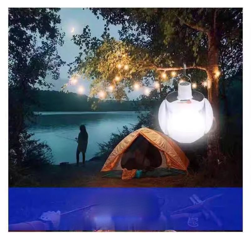 Foldable Football Night Market Stall Home Lighting Tent Camping Light Energy-saving Bulb Rechargeable Solar_voghion.com