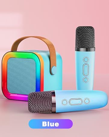 Mini Karaoke Machine For Kids Adults,Portable Bluetooth Speaker, 2 Wireless Microphones With Fun Voice Changing Function_voghion.com