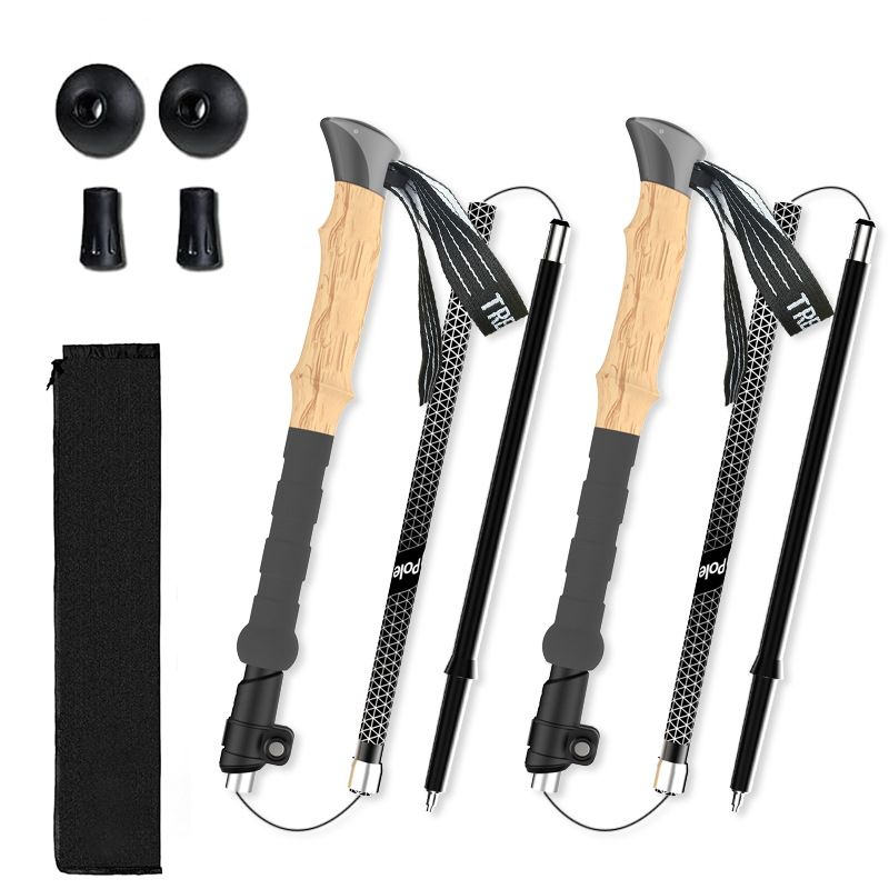 Professional Outdoor With 7075 Aluminum Alloy Telescopic Folding Handle, Anti Slip Walking Cane For Hiking_voghion.com
