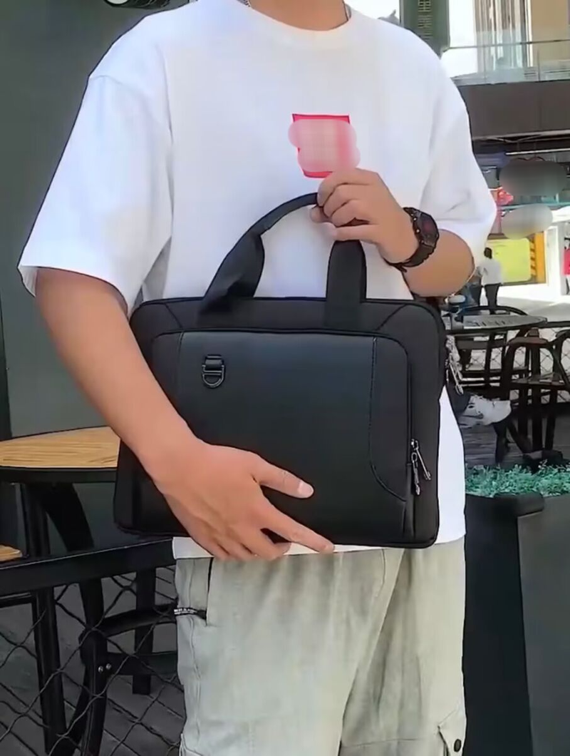 Bolsa para laptop empresarial simples e de grande capacidade, pasta portátil masculina e feminina de 13,3/14/15,6 polegadas, à prova d'água e resistente a terremotos_voghion.com
