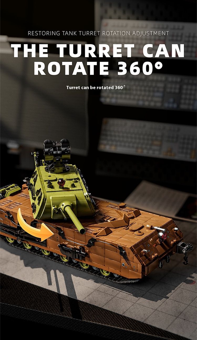 12GO98001-2 Modèle de char super lourd de style souris allemande, jouet de construction à assemblage de puzzle de haute difficulté_voghion.com