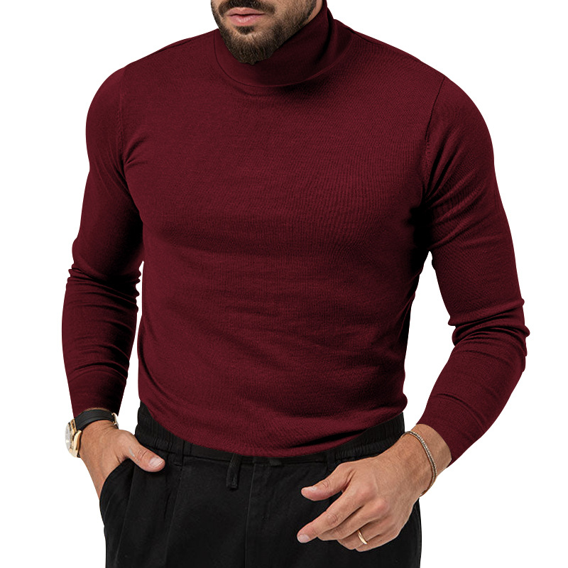 Hochelastischer Rollkragenpullover aus gestricktem Kaschmir für Herren mit dicker, warmer Unterwolle_voghion.com