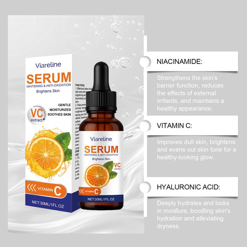 Viareline Vitamin C Brightening Nourishing Rejuvenating Hydrating And Translucent Moisturizing Skincare Serum_voghion.com