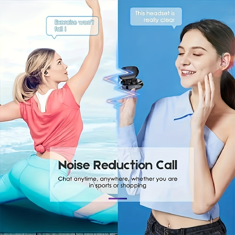 Wireless Earbuds With Mic, In-Ear Headphones, Waterproof Earphones With LED Display, Mini Charging Case Headset For Android_voghion.com