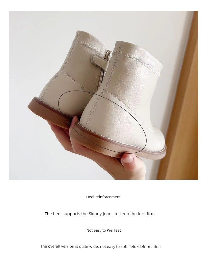 Real Cowhide White Children's Stylish Boots_voghion.com