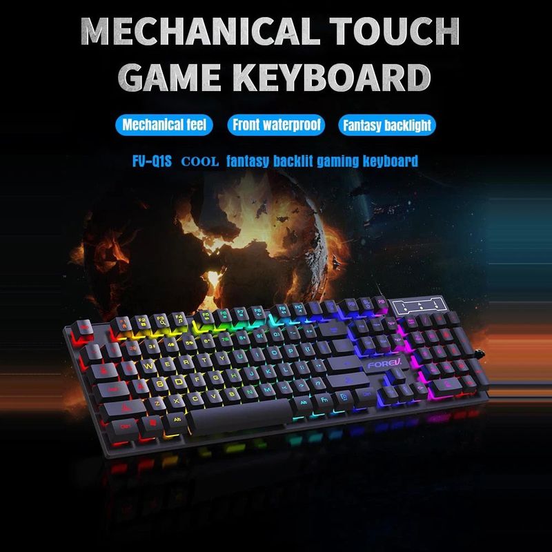 104 Key Backlit Mechanical Wired Gaming Keyboard Waterproof Luminous Keyboard And Mouse Set For Gamers PC Laptop Office_voghion.com