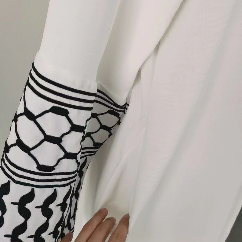 Women's Clothing New Fashion Simple Embroidered Cardigan With Tassels Dress Without Headscarf_voghion.com