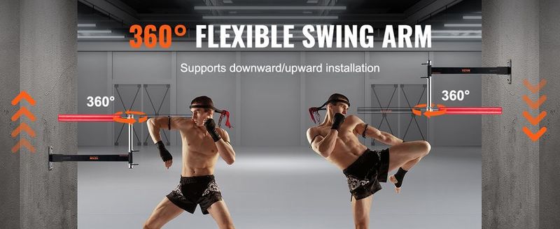 VEVOR Wall Mount Boxing Spinning Bar, Adjustable Punching Spinning Bar, Boxing Speed Trainer With Gloves, Red Reflex Boxing Bar, Boxing Training Equipment For Kickboxing, MMA, Stress Relief & Fitness_voghion.com