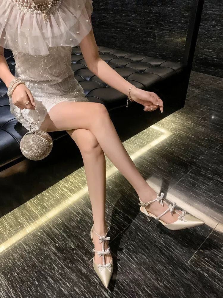 Sandales élégantes à bout pointu et bout fermé pour femmes, style féerique, tendance, polyvalentes, décontractées, légères, pour tous les jours_voghion.com