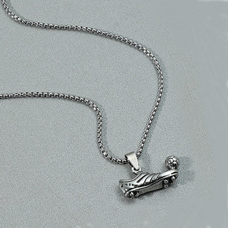 Colar com pingente de chuteira de futebol punk fashion para homens, gargantilha de futebol hip hop, corrente, acessórios de joias para meninos, presente_voghion.com
